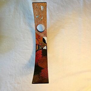 Decorative Wood Wine Bottle Holder w Paint, Texture, Inlay Design